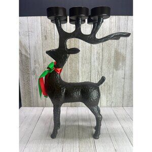 Vtg Christmas Metal Reindeer Votive Tealight Candle Holder Holiday 13.5" Tall